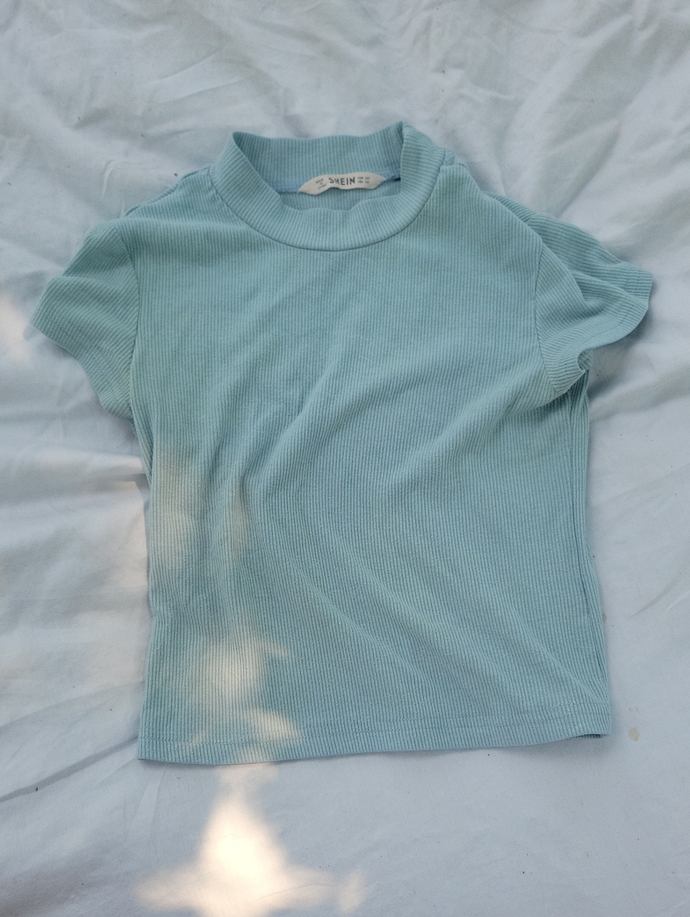 SHEIN Light Blue Ribbed Short Sleeve Top Youth Size 10